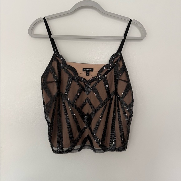 Express Black Sequin Camisole Top - Picture 2 of 4